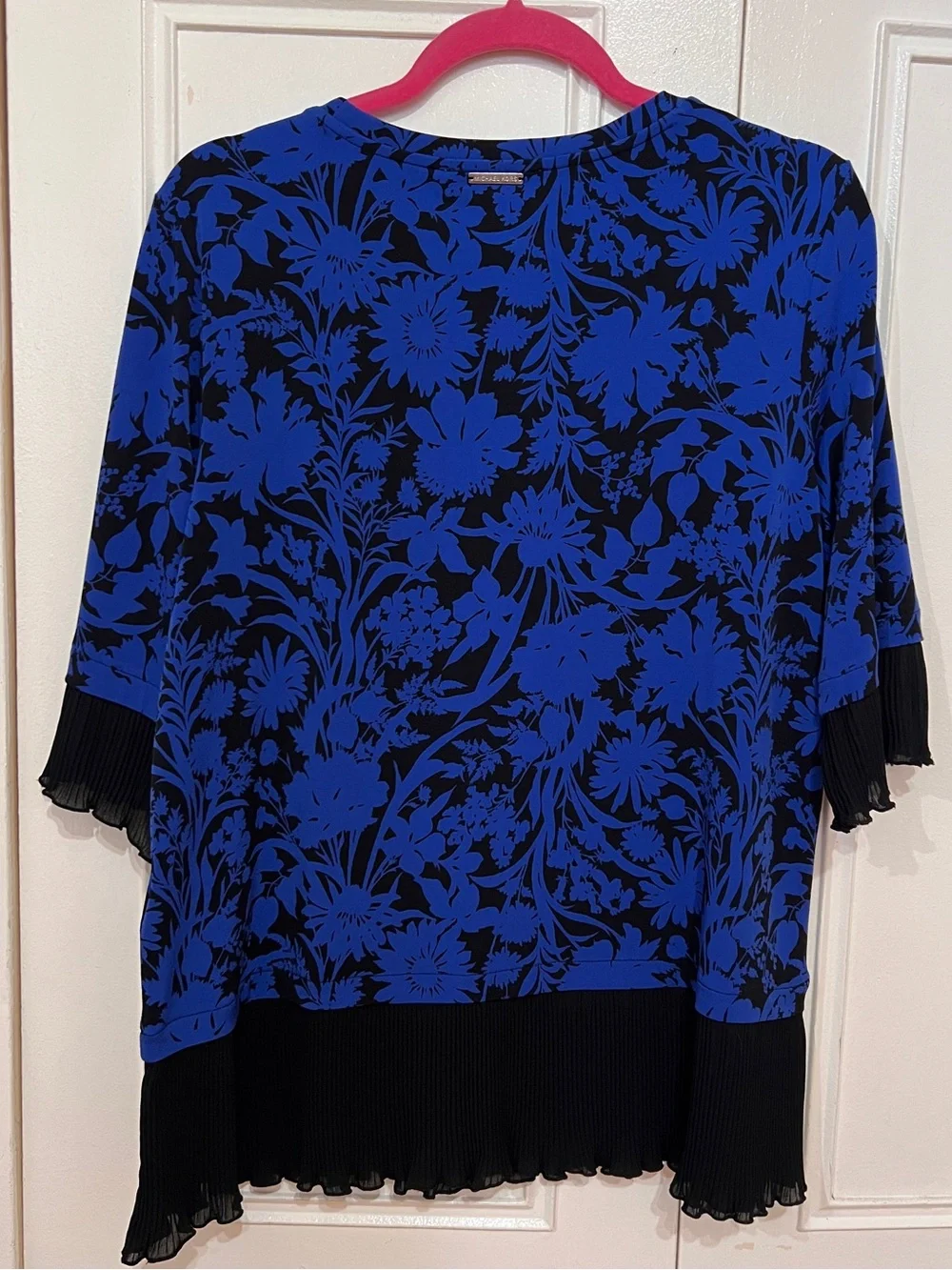 Michael Kors Black Blouse  with Electric Blue Floral Print